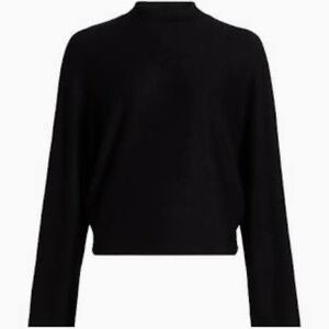 Vince Black‎ Rib Knit Wool/Cashmere Mock Neck Cropped Sweater Sz S
